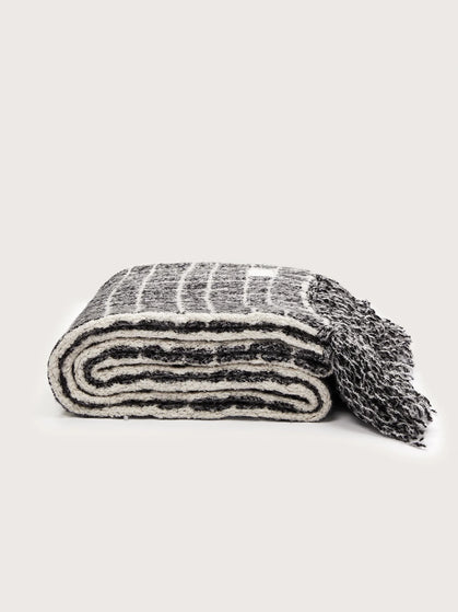 Varley Lindsey Check Knit Scarf - Charcoal Marlimages2- The Sports Edit