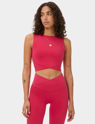 All Day Cropped Wrap Tank - Crimson Red All Day Cropped Wrap Tank - Crimson Red