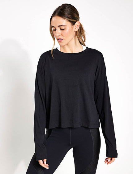 Sweaty Betty Essential Crop Long Sleeve T-Shirt - Blackimages1- The Sports Edit