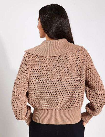 Varley Eloise Zip-Through Knit - Warm Taupeimages2- The Sports Edit