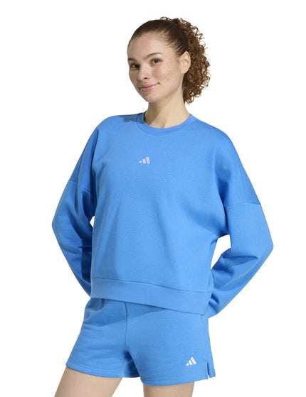 adidas Essentials Small Logo Feelcozy Sweatshirt - Ray Blue/Whiteimages1- The Sports Edit