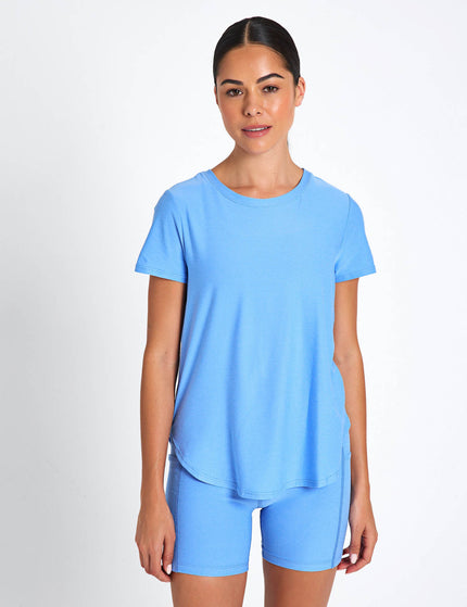 Beyond Yoga Featherweight On The Down Low Tee - Flower Blue Heatherimages1- The Sports Edit