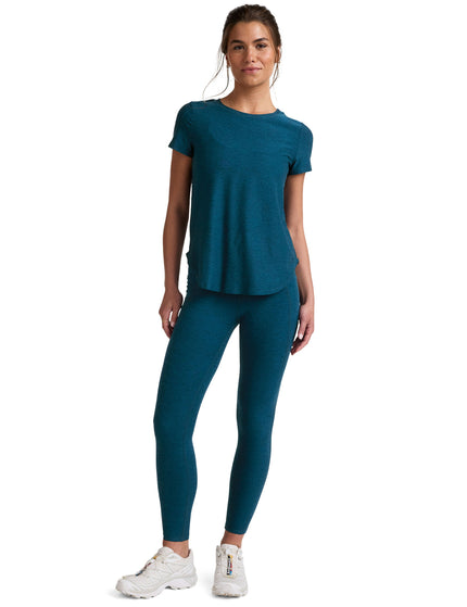 Beyond Yoga Featherweight On the Down Low Tee - Blue Gem Heatherimages4- The Sports Edit
