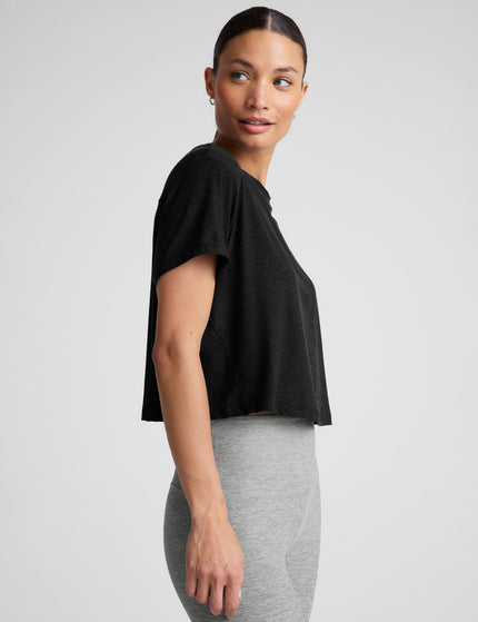 Beyond Yoga Featherweight Supreme Cropped Tee - Darkest Nightimages2- The Sports Edit