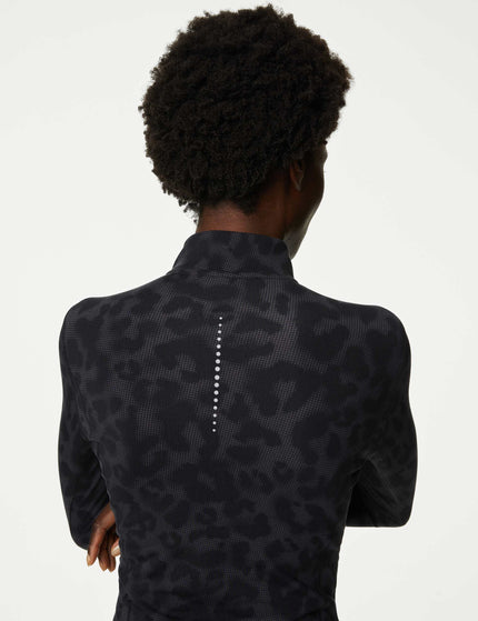 Goodmove Funnel Neck Half Zip Running Top - Black Leopardimages3- The Sports Edit
