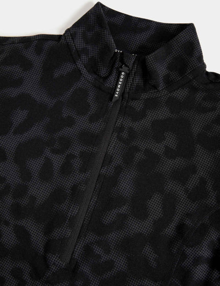 Goodmove Funnel Neck Half Zip Running Top - Black Leopardimages5- The Sports Edit