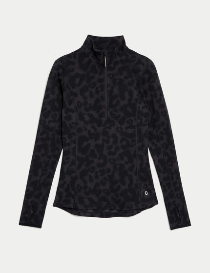 Goodmove Funnel Neck Half Zip Running Top - Black Leopardimages6- The Sports Edit