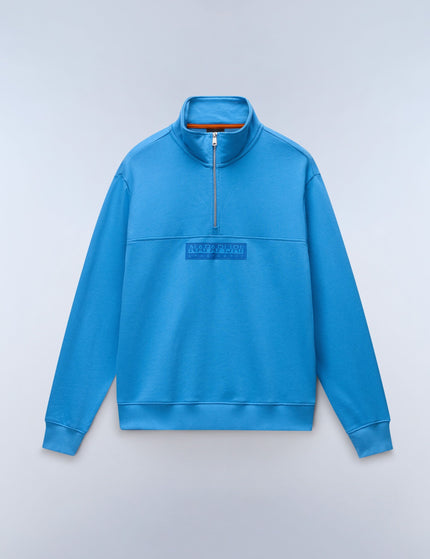 Napapijri Box Logo French Terry 1/2 Zip Sweatshirt - Blue Jasperimages4- The Sports Edit