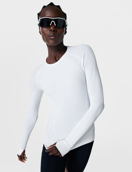 Sweaty Betty Athlete Seamless Workout Long Sleeve Top - Whiteimages1- The Sports Edit
