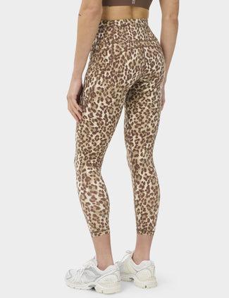 Power 7/8 Gym Leggings - Beige Ink Leopard Print Power 7/8 Gym Leggings - Beige Ink Leopard Print