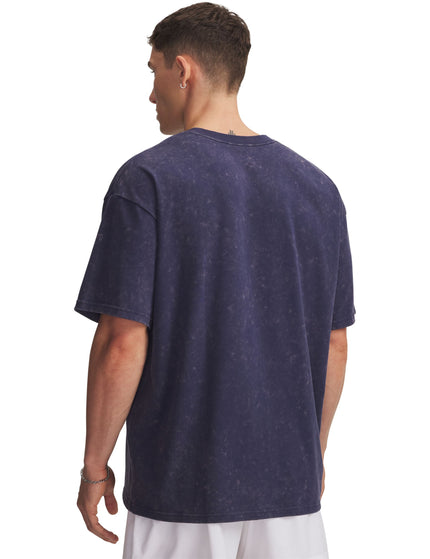 Under Armour Heavyweight Oversized Logo Wash Short Sleeve - Wash Navy/Whiteimages2- The Sports Edit
