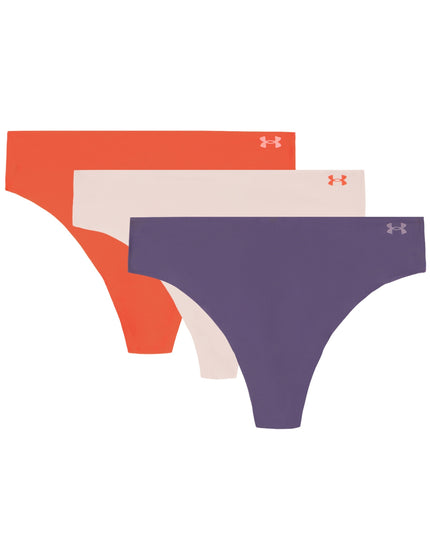 Under Armour Pure Stretch 3-Pack No Show Thong - Purple Luxe/Pink Dusk/Venom Redimages1- The Sports Edit