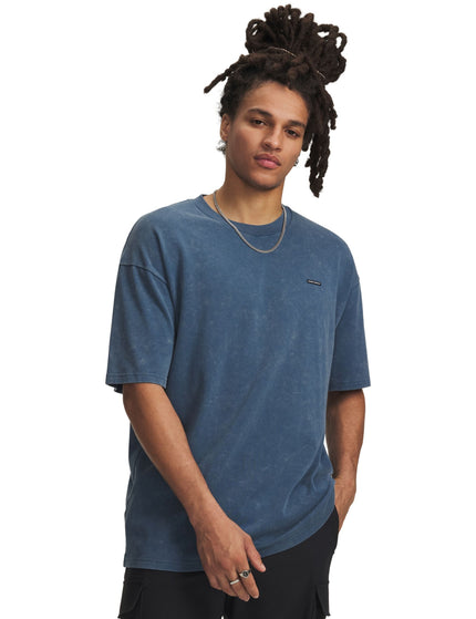 Under Armour Heavyweight Logo Wash Short Sleeve T-Shirt - Wham Blue/Whiteimages1- The Sports Edit