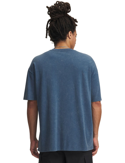 Under Armour Heavyweight Logo Wash Short Sleeve T-Shirt - Wham Blue/Whiteimages2- The Sports Edit