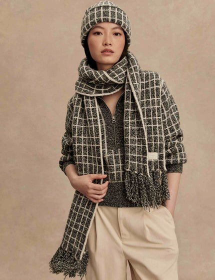 Varley Lindsey Check Knit Scarf - Charcoal Marlimages1- The Sports Edit