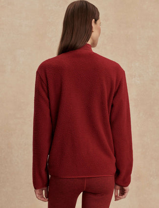 Marina Collarless Fleece - Red Dahlia Marina Collarless Fleece - Red Dahlia