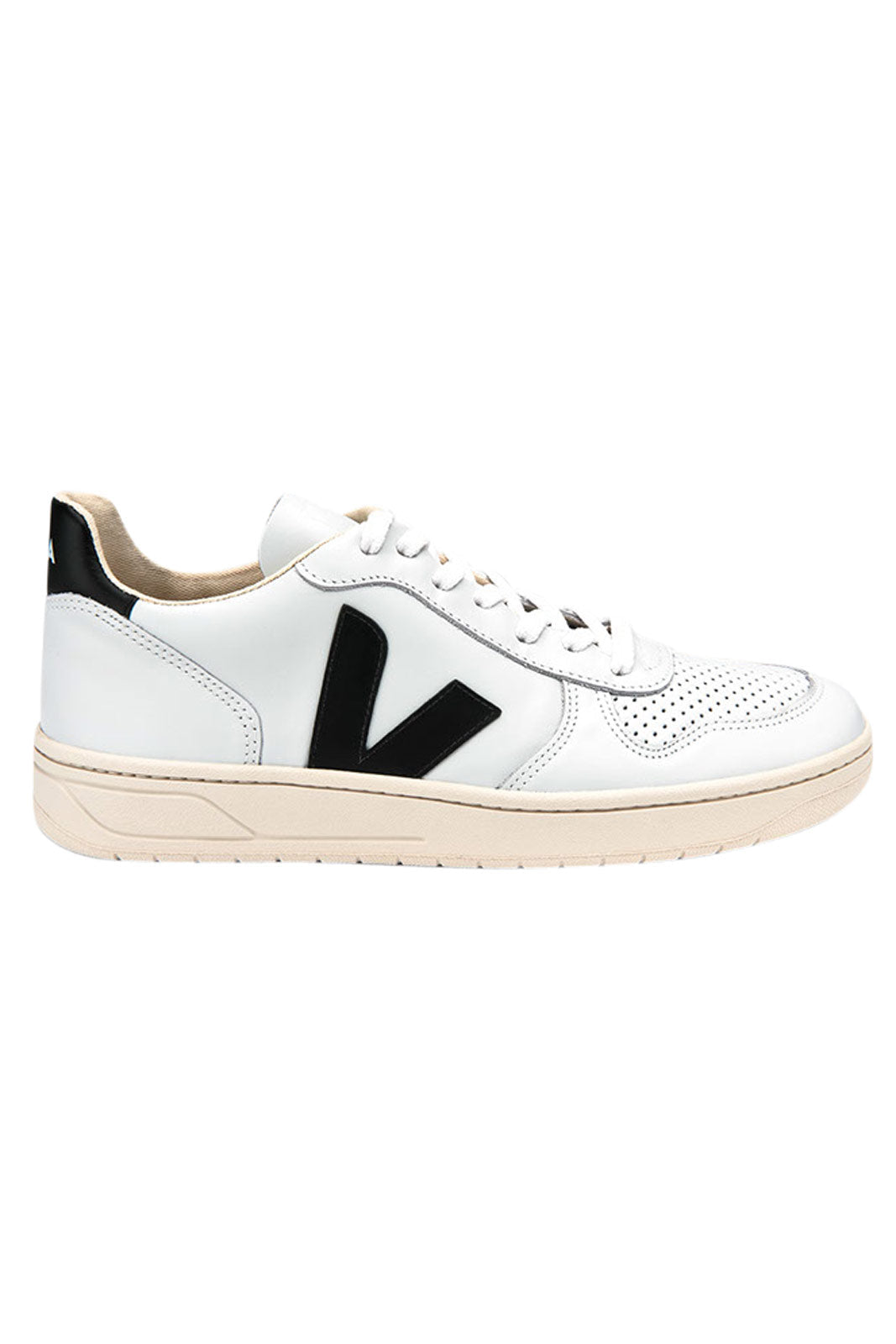 White trainers with black v outlet
