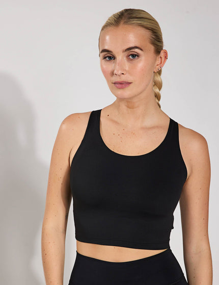 adidas All Me Medium-Support Long Line Bra Tank Top - Blackimage1- The Sports Edit