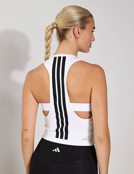 adidas Power 3-Stripes Racerback Bra Tank Top - Whiteimage2- The Sports Edit