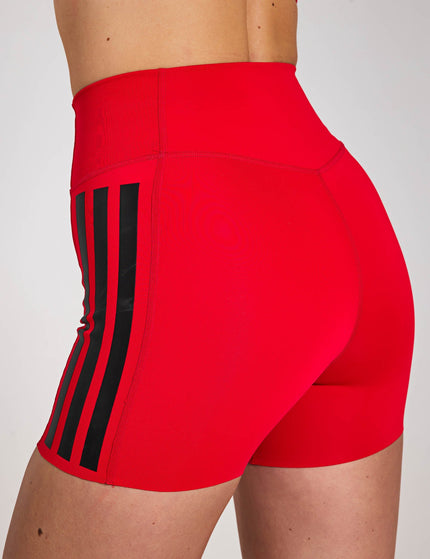 adidas Optime 3-Stripes 1/4 Short Leggings - Pure Rubyimage2- The Sports Edit