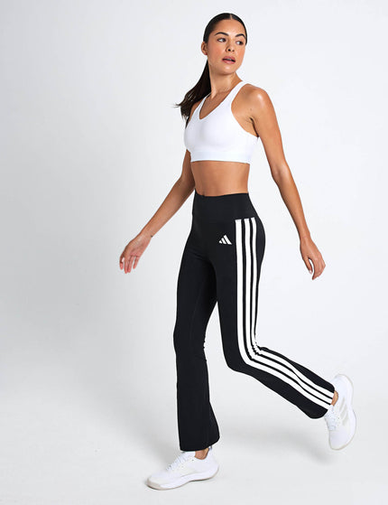 adidas Optime Essentials 3-Stripes Flared Leggings - Black/Whiteimages4- The Sports Edit
