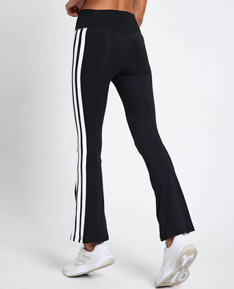 Optime Essentials 3-Stripes Flared Leggings - Black/White