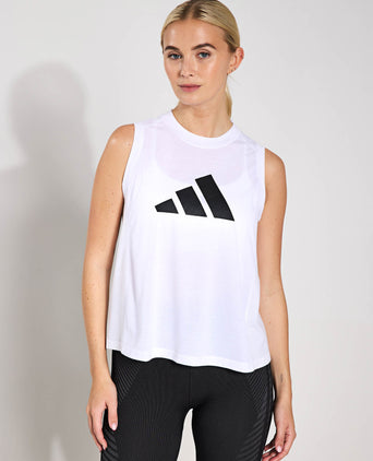 Train Essentials Big Performance Logo Training Tank Top - White/Black