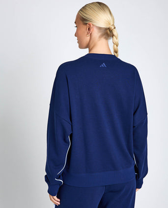 Seasonal Essentials Colorpop Sweatshirt with Embroidered Graphic - Dark Blue/White