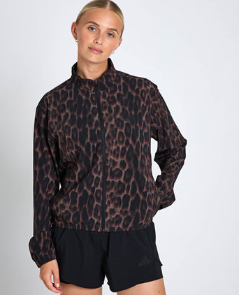 Workout Essentials Leopard Woven Jacket - Earth Strata/Black