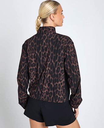Workout Essentials Leopard Woven Jacket - Earth Strata/Black