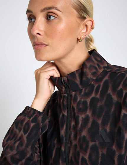 adidas Workout Essentials Leopard Woven Jacket - Earth Strata/Blackimages3- The Sports Edit