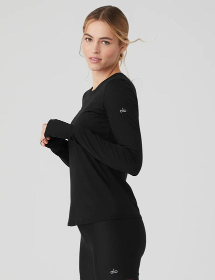 Alo Yoga Alosoft Finesse Long Sleeve - Blackimage3- The Sports Edit