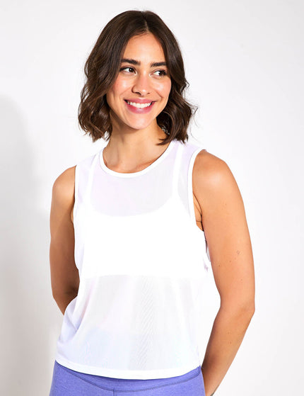 Beyond Yoga Show Off Mesh Tank - Whiteimage1- The Sports Edit