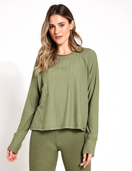 Beyond Yoga Featherweight Daydreamer Pullover - Moss Green Heatherimage1- The Sports Edit