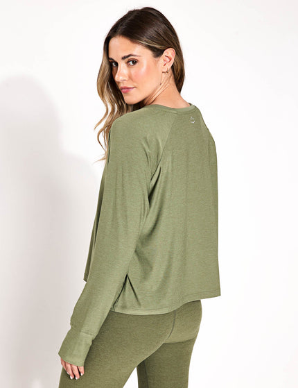 Beyond Yoga Featherweight Daydreamer Pullover - Moss Green Heatherimage2- The Sports Edit
