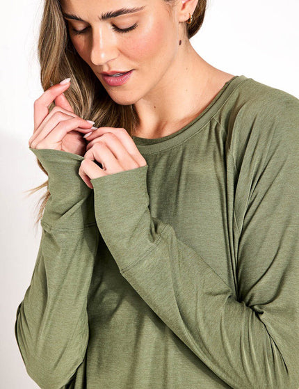Beyond Yoga Featherweight Daydreamer Pullover - Moss Green Heatherimage3- The Sports Edit