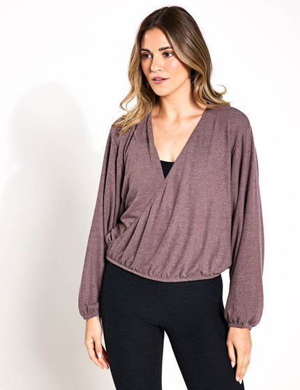 Beyond Yoga Wrapped Up Pullover - Heathered Truffleimage1- The Sports Edit