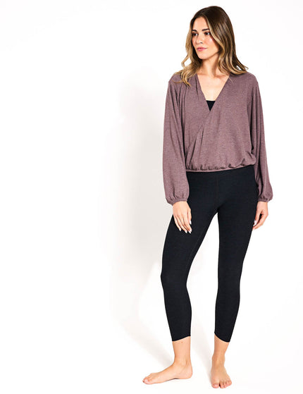 Beyond Yoga Wrapped Up Pullover - Heathered Truffleimage4- The Sports Edit