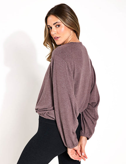 Beyond Yoga Wrapped Up Pullover - Heathered Truffleimage2- The Sports Edit