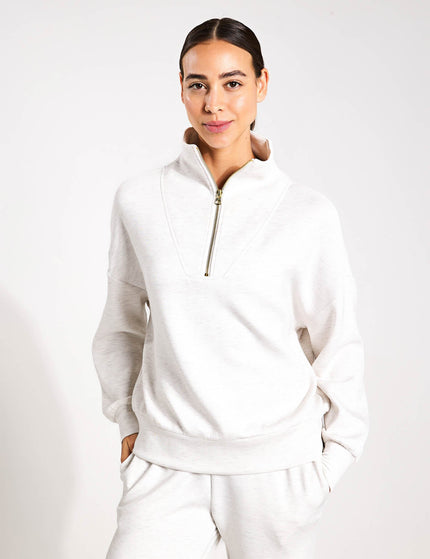 Varley Hawley Half Zip Sweat - Ivory Marlimage1- The Sports Edit