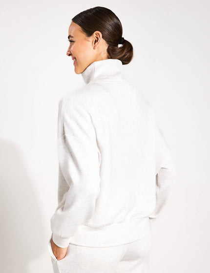 Varley Hawley Half Zip Sweat - Ivory Marlimage2- The Sports Edit