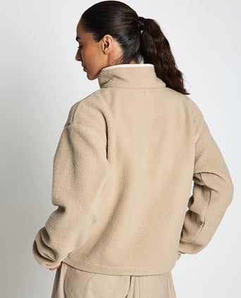 Helvetia II Cropped Sherpa Half Snap Fleece - Ancient Fossil