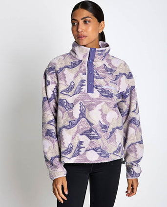 Helvetia II Cropped Sherpa Half Snap Printed Fleece - Lavender Pearl/Sunscape
