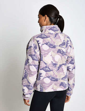 Helvetia II Cropped Sherpa Half Snap Printed Fleece - Lavender Pearl/Sunscape