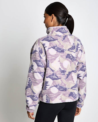 Helvetia II Cropped Sherpa Half Snap Printed Fleece - Lavender Pearl/Sunscape