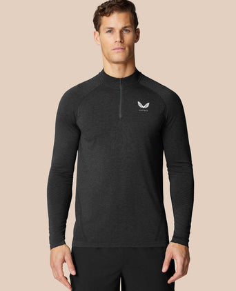 Seamless 1/4 Zip Long Sleeve Top - Black/White