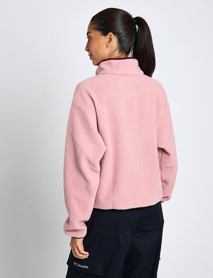 Columbia Helvetia II Cropped Sherpa Half Snap Fleece - Eraser Pink/Fig/Rich Wineimages2- The Sports Edit