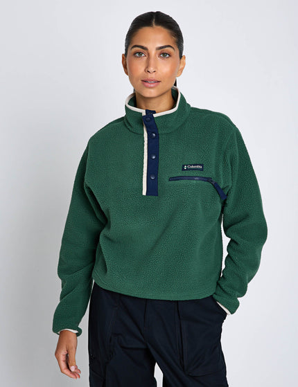 Columbia Helvetia II Cropped Sherpa Half Snap Fleece - Rain Forest/Collegiate Navy/Dark Stoneimages1- The Sports Edit