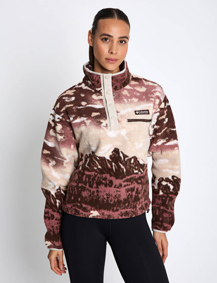 Columbia Helvetia II Cropped Sherpa Half Snap Printed Fleece - Tobacco Sisters/Dark Stoneimages1- The Sports Edit