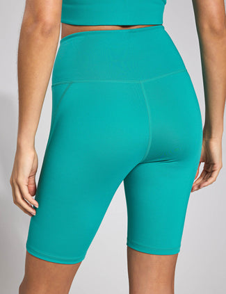 High Waisted Bike Short - Peacock